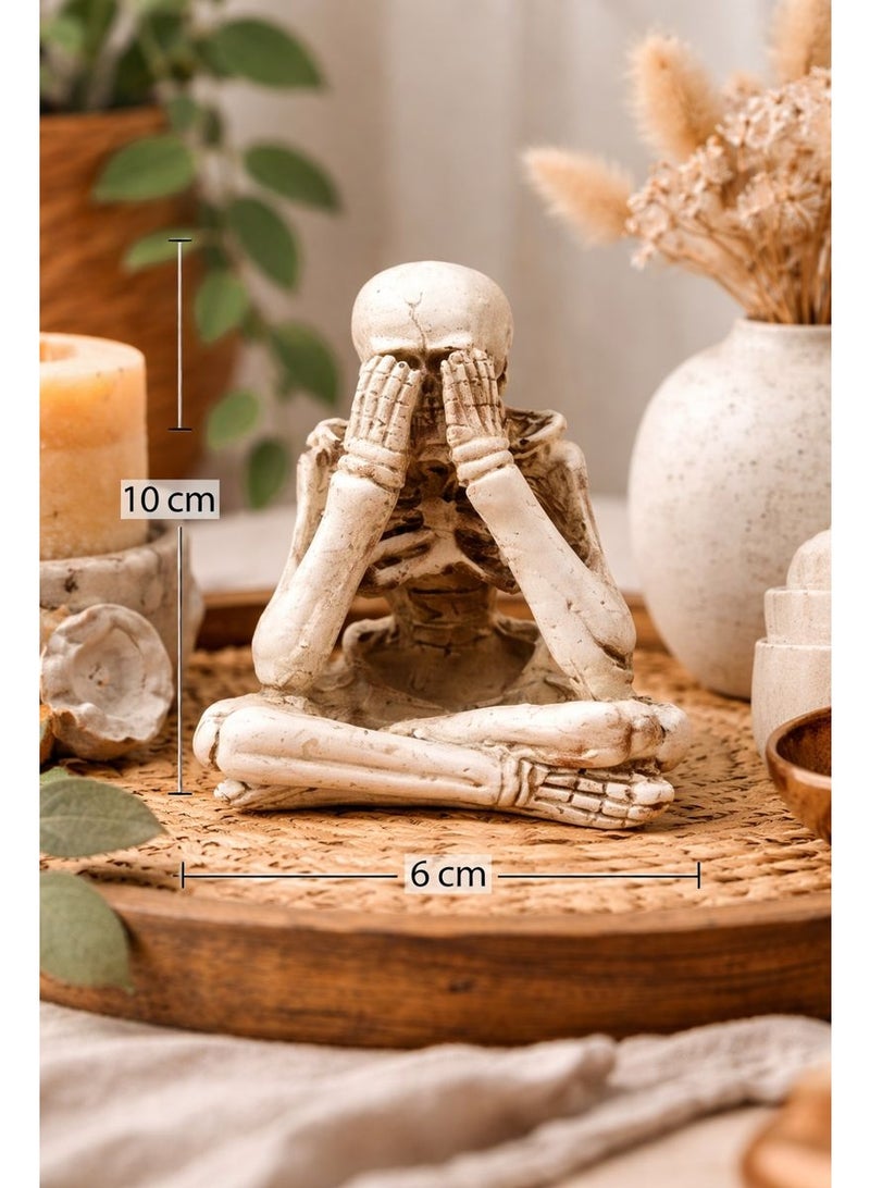 See No Evil Skeleton Figurine Décor – Decorative Resin Table Ornament (10 cm) - Image 1